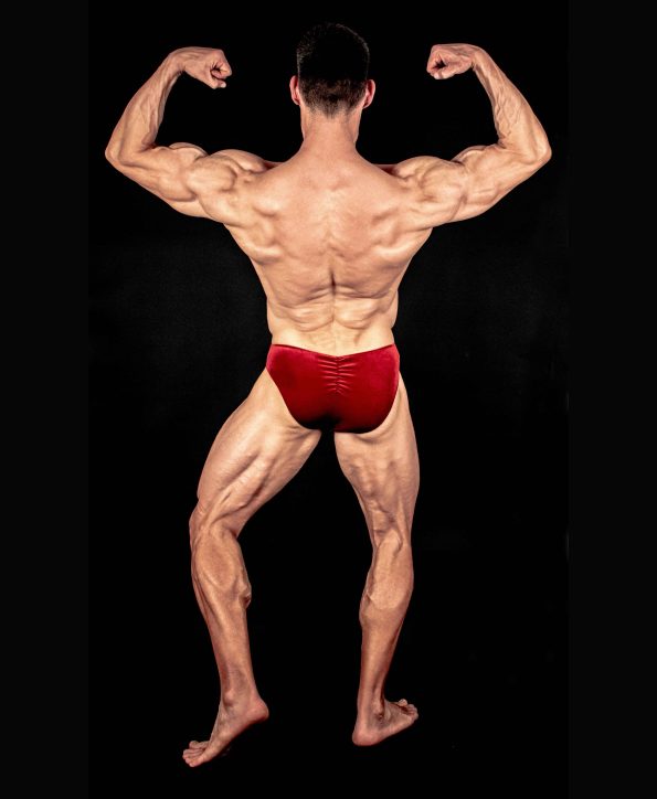 RIASENÉ RED VELVET BODYBUILDING TRUNKS IFBB, NPC ( DĹŽKA BOČNEJ STRANY 5CM )