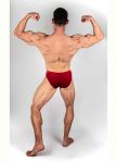 RED VELVET BODYBUILDING TRUNKS IFBB, NPC ( DĹŽKA BOČNEJ STRANY 5CM )