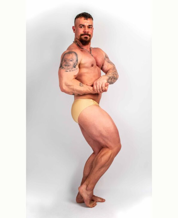 GOLD BODYBUILDING TRUNKS IFBB, NPC ( DĹŽKA BOČNEJ STRANY 5CM )