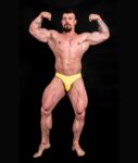 RIASENÉ YELLOW BODYBUILDING TRUNKS IFBB, NPC ( DĹŽKA BOČNEJ STRANY 5CM )