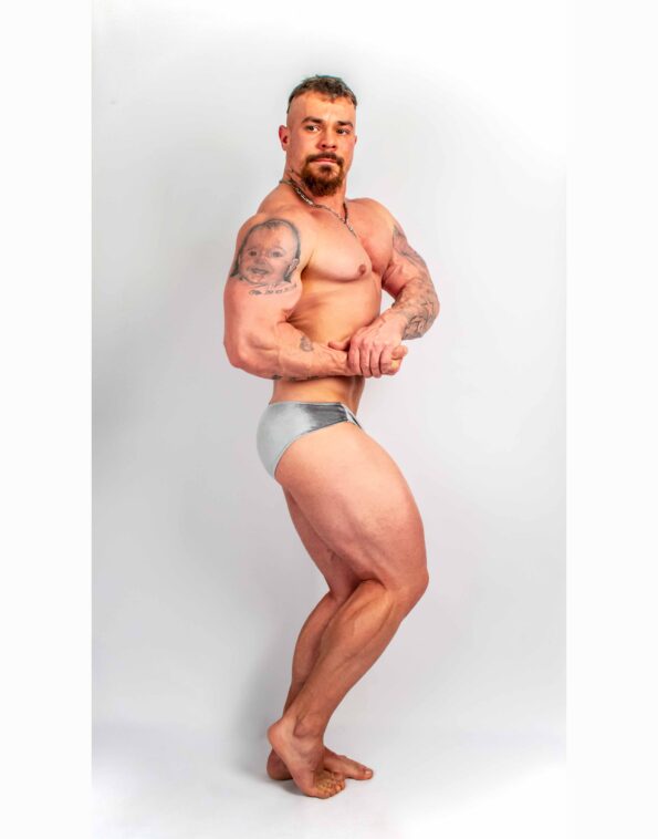 SILVER VELVET BODYBUILDING TRUNKS IFBB, NPC ( DĹŽKA BOČNEJ STRANY 5CM )