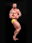 RIASENÉ YELLOW BODYBUILDING TRUNKS IFBB, NPC ( DĹŽKA BOČNEJ STRANY 5CM )