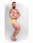 YELLOW BODYBUILDING TRUNKS IFBB, NPC ( DĹŽKA BOČNEJ STRANY 5CM )